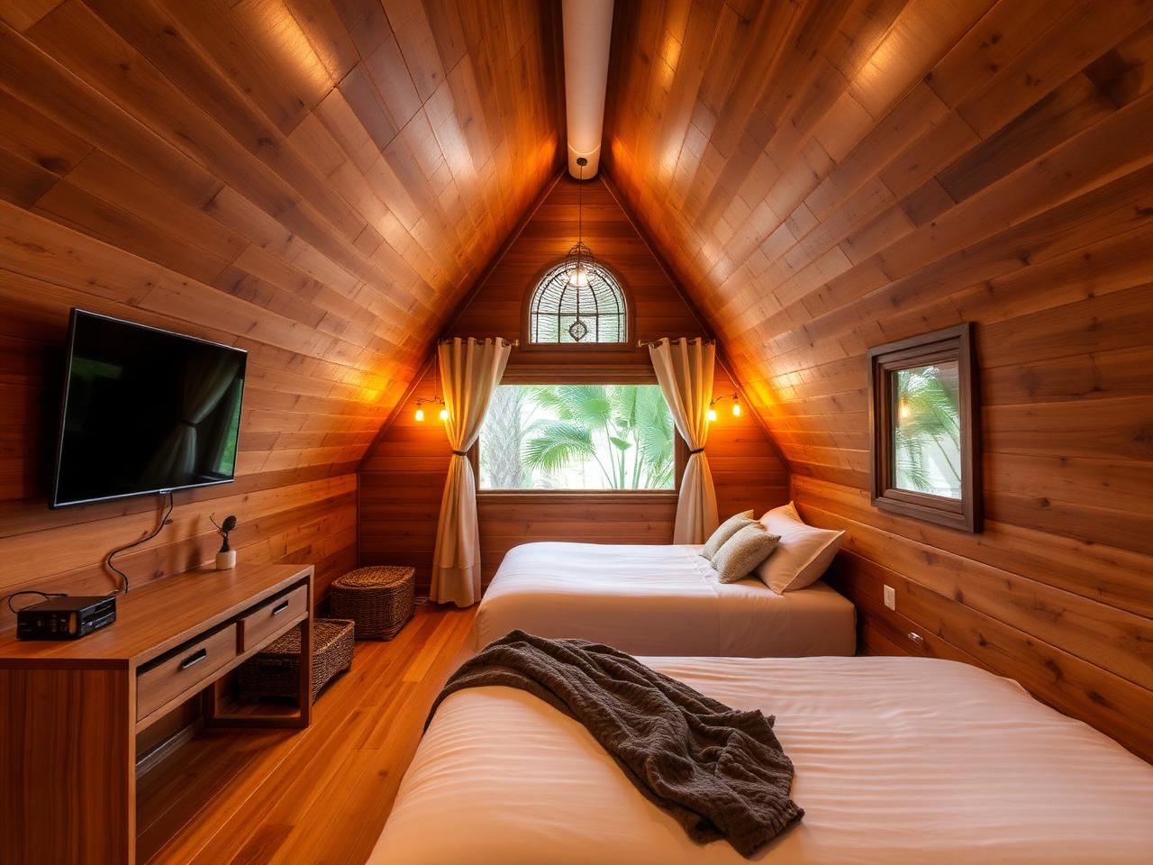A-frame cabin interior